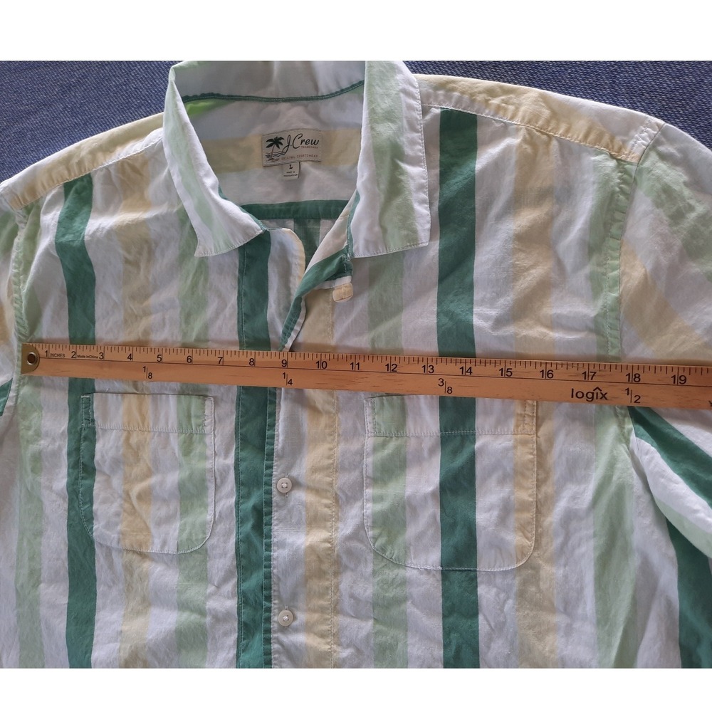 Rare J.Crew Men Large Striped Short Sleeve Summer MultiColor Cotton Button Shirt - Picture 3 of 8